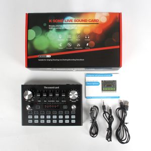 V15 Sound Card for Live Streaming Voice Changer Audio Mixer for Music Recording Karaoke Singing Broadcast