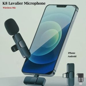 K8 Lavalier Microphone wireless microphone for iPhone and android for Live Stream Noise Reduction